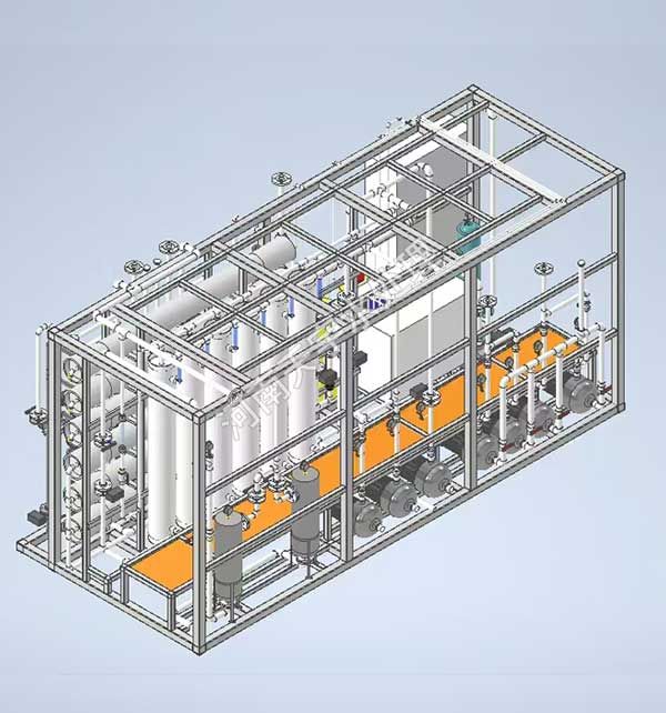 成套撬裝超濾、反滲透設(shè)備三維效果圖